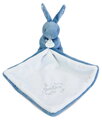 Plüss nyuszi dédelgetéshez kendővel Bunny with a Comforter Blue Doudou et Compagnie ajándékcsomagolásban kék 10 cm 0 hó-tól
