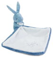 Plüss nyuszi dédelgetéshez kendővel Bunny with a Comforter Blue Doudou et Compagnie ajándékcsomagolásban kék 10 cm 0 hó-tól
