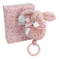 Plyšový zajačik s melódiou Lapin Doudou Music Box Pink Doudou et Compagnie v darčekovom balení ružový 20 cm od 0 mes