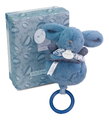 Plyšový zajačik s melódiou Lapin Doudou Music Box Blue Doudou et Compagnie v darčekovom balení modrý 20 cm od 0 mes