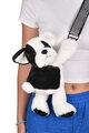 Plyšový crossbody vak psík Bag Dog Black & White Doudou et Compagnie s popruhom čierno-biely 30 cm DC4564