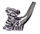 Plyšový crossbody vak medvedík Bag Zebra Teddy Bear Doudou et Compagnie s popruhom sivo-čierny 30 cm od 24 mes