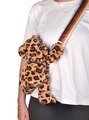 Plyšový crossbody vak leopard Bag Leopard Doudou et Compagnie s popruhom hnedý 30 cm DC4566