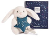 Plyšový zajačik s hviezdičkou Váhy White Bunny Libra Astro Plush with Comforter Doudou et Compagnie v darčekovom balení biely 12 cm od 0 mes DC4657