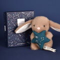 Plyšový zajačik s hviezdičkou Ryby Brown Bunny Pisces Astro Plush with Comforter Doudou et Compagnie v darčekovom balení hnedý 12 cm od 0 mes DC4662