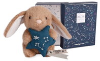 Plyšový zajačik s hviezdičkou Ryby Brown Bunny Pisces Astro Plush with Comforter Doudou et Compagnie v darčekovom balení hnedý 12 cm od 0 mes DC4662