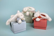 Plyšový zajačik na maznanie Bunny Bonbon Terracotta Plush Doudou et Compagnie oranžový 20 cm od 0 mes DC4664