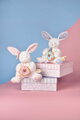 Plyšový zajačik s donutom Vanilla Strawberry Bunny Plush Doudou et Compagnie v darčekovom balení ružový  20 cm od 0 mes DC4670