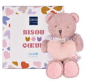 Plyšový medvedík so srdiečkom Heart Bear Unicef Doudou et Compagnie v darčekovom balení ružový 24 cm od 0 mes DC4680
