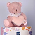 Plyšový medvedík so srdiečkom Heart Bear Unicef Doudou et Compagnie v darčekovom balení ružový 24 cm od 0 mes DC4680