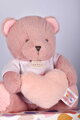 Plyšový medvedík so srdiečkom Heart Bear Unicef Doudou et Compagnie v darčekovom balení ružový 24 cm od 0 mes DC4680