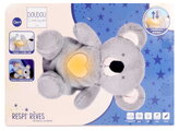 Plyšová koala s pohybmi dýchania Koala Breathing Plush Respi'rêves Doudou et Compagnie so svetlom bielym šumom a hudbou sivá 28 cm od 0 mes DC4682