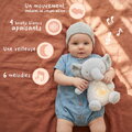 Plyšový sloník s pohybmi dýchania Elephant Breathing Plush Respi'rêves Doudou et Compagnie so svetlom bielym šumom a hudbou sivý 28 cm od 0 mes DC4683
