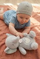 Plyšový sloník s pohybmi dýchania Elephant Breathing Plush Respi'rêves Doudou et Compagnie so svetlom bielym šumom a hudbou sivý 28 cm od 0 mes DC4683