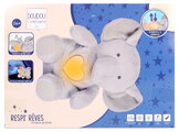 Plyšový sloník s pohybmi dýchania Elephant Breathing Plush Respi'rêves Doudou et Compagnie so svetlom bielym šumom a hudbou sivý 28 cm od 0 mes DC4683