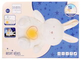 Plyšový zajačik s pohybmi dýchania Bunny Breathing Plush Respi'rêves Doudou et Compagnie so svetlom bielym šumom a hudbou biely 28 cm od 0 mes DC4685