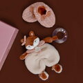 Darčeková sada pre bábätko Mina Slipper and Doudou Set Doudou et Compagnie papučky a líštička na maznanie v darčekovom balení ružová 18 cm od 0 mes DC