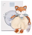 Plyšová líštička s hrkálkou Timo Rattle Doudou et Compagnie v darčekovom balení modrá 18 cm od 0 mes DC4693