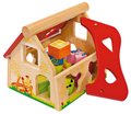 Drevený didaktický domček Shape Sorter House Eichhorn s 12 vkladacími kockami od 12 mes