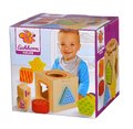 Drevená didaktická kocka Color Shape Sorting Box Eichhorn s 5 vkladacími tvarmi od 12 mes