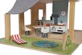 Drevený domček pre bábiky Doll´s House with Furnitures Eichhorn poschodový so 4 izbami 3 figúrkami a nábytkom výška 44 cm