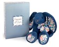 Plyšový zajačik Bunny Blue Copain Calin Histoire d’ Ours modrý 25 cm v darčekovom balení od 0 mes