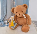 Plüss oroszlán kendővel dédelgetéshez Lion Plush with Comforter Boh'aime Doudou et Compagnie ajándékcsomagolásban sárga 12 cm 0 hó-tól