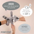 Plyšový medvedík čistotný na zápästie Raccoon Bracelet Slap The Glue Pots Histoire d’ Ours sivý 25 cm od 24 mes HO3417