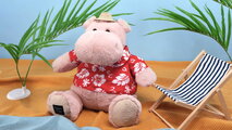 Plyšový hrošík Aloha Hippo Histoire d’ Ours v havajskej košeli béžový 38 cm od 0 mes HO3452