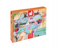 Puzzle Tactile Deň v zoologickej záhrade Janod s textúrou 20 dielov