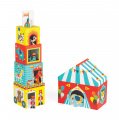 Skladacia pyramída Multikub Circus Janod s 5 drevenými figúrkami od 12 mes