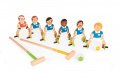 Drevená hra kroket Champions Croquet Janod so 6 futbalistami od 4 rokov