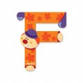 Drevené písmeno F Clown Letter Janod lepiace 9 cm oranžové od 3 rokov