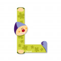 Drevené písmeno L Clown Letter Janod lepiace 9 cm modré/zelené/fialové/oranžové od 3 rokov