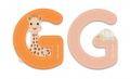 Drevené písmeno G Sophie The Giraffe Janod lepiace 7 cm oranžové/ružové od 3 rokov