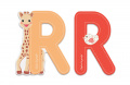Drevené písmeno R Sophie The Giraffe Janod lepiace 7 cm oranžové/červené od 3 rokov