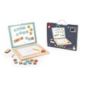 Drevený kufrík s magnetickou tabuľou 4v1 Slate Janod 4 aktivity a 42 magnetiek J09626