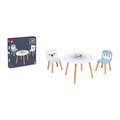 Drevený stolík so stoličkami Table and Chairs Polar Janod s pohárikom na farbičky J09650