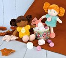 Bábika pre bábätká Mrs Mint My First Doll Jolijou 21 cm v modrých šatách so psíkom z jemného textilu od 0 mes