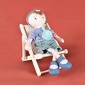 Drevená plážová stolička pre bábiky Folding Deckchair My little furniture Jolijou pre bábiky a plyšové hračky s veľkosťou 35 cm JJ6071