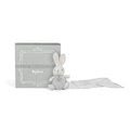 Plyšový zajačik na maznanie Perle Kaloo s jemnou handričkou 40 cm v darčekovom balení šedo-biely od 0 mesiacov