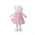 Bábika pre najmenších Rose K Tendresse Kaloo 32 cm v pásikavých šatách z jemného textilu v darčekovom balení od 0 mes