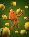 Plyšová príšerka s citrónom John Lemon MIAM! Doudou et Compagnie oranžová 60 cm od 0 mes KI4623