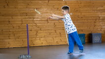 Inel de aruncare activ pentru antrenament de precizie și coordonare, mare MUFFIK roz pastel, diametru 16,5 cm