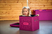 Cutie de depozitare pentru perne ortopedice mici MUFFIK roz, capacitate 30 kg, 35*35*35 cm