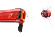 Vodný granátomet s farebným LED displejom SpyraGravity Red Spyra s integrovanou batériou s USB-C nabíjaním a 4 vodné granáty s dostrelom 16 m
