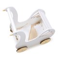 Drevený kočík labuť Sweet Swan Pram Tender Leaf Toys s textilným vankúšom a perinkou pre 36 cm bábiku od 18 mes