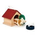 Drevená búda so psom Pet Dog Set Tender Leaf Toys s miskou