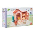 Drevený kurín so sliepočkami Chicken Coop Tender Leaf Toys s rebríkom a vajíčkami
