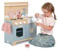 Drevená kuchynka s chlebom Home Kitchen Tender Leaf Toys s čajníkom, šálkami a riadom